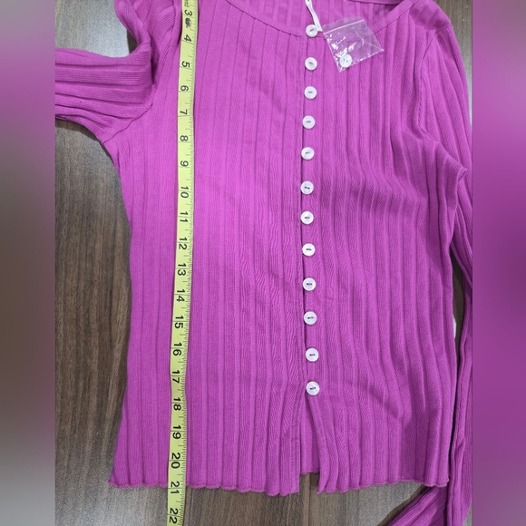 Free People Tilly Long Sleeve Button-Up Ribbed Cardigan Top Size S - Picture 5 of 10